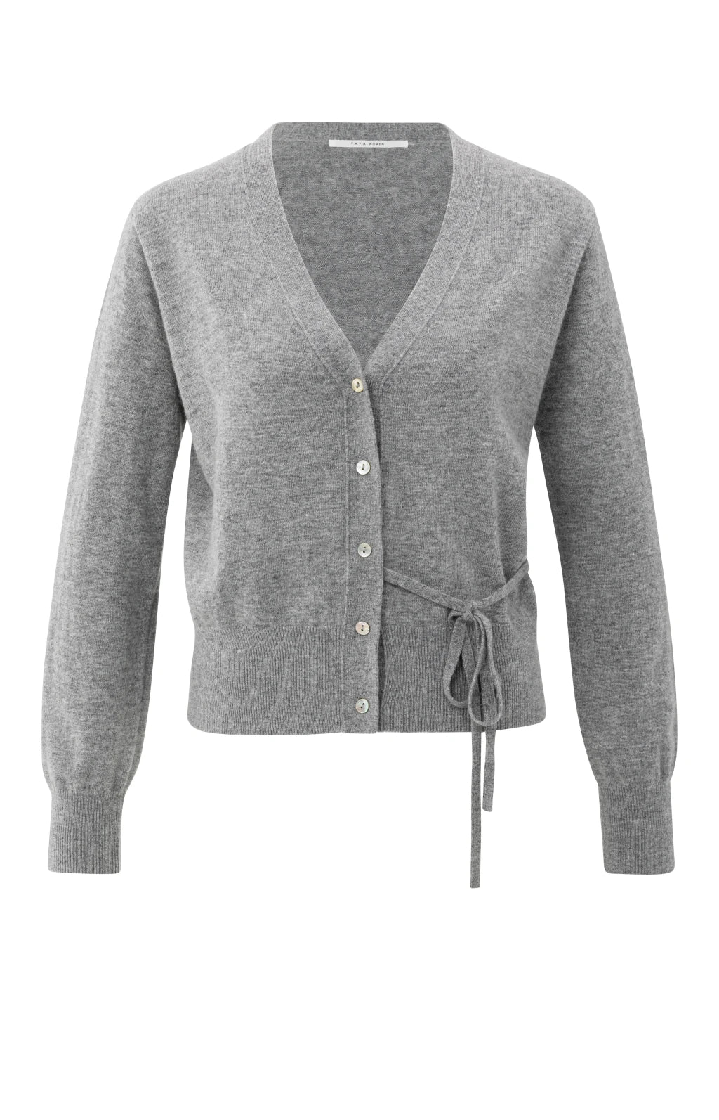 Yaya Cardigan mit V-Ausschnitt Medium Grey Melange