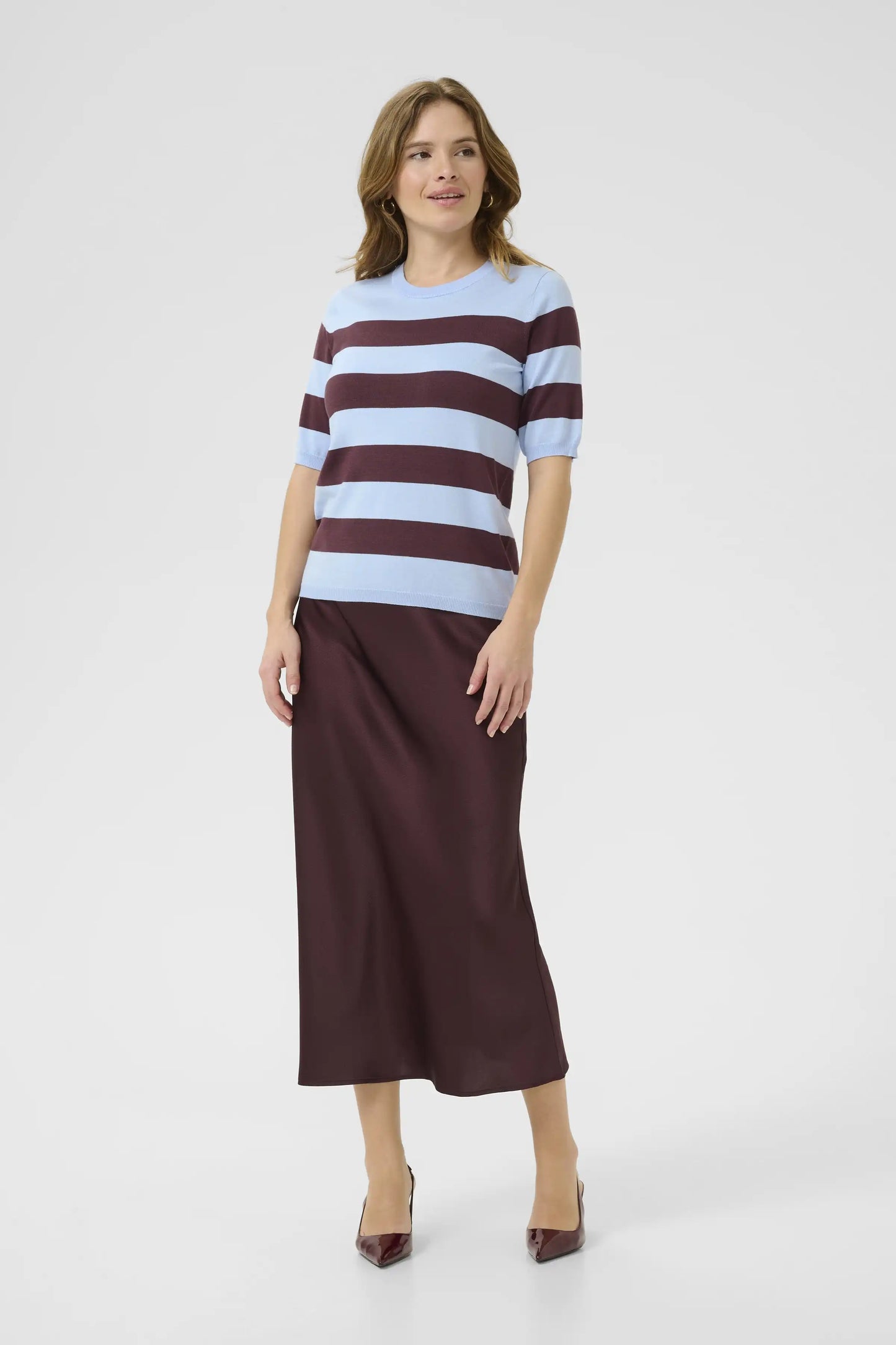 KAFFE Kurzarmpullover KAlizza in der Farbe Windsurfer/Fudge