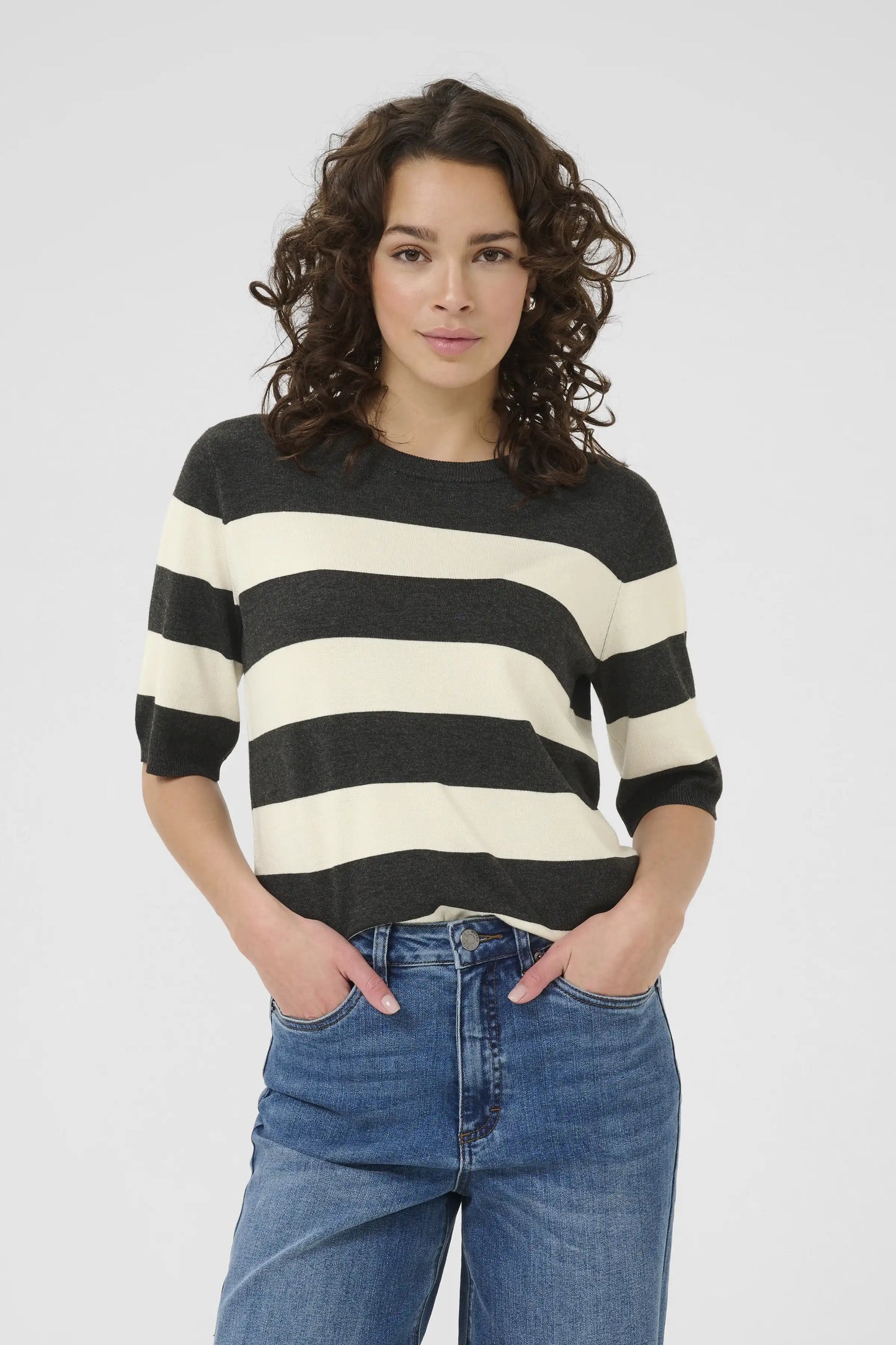 KAFFE Kurzarmpullover KAlizza in der Farbe DGM/Turtledove