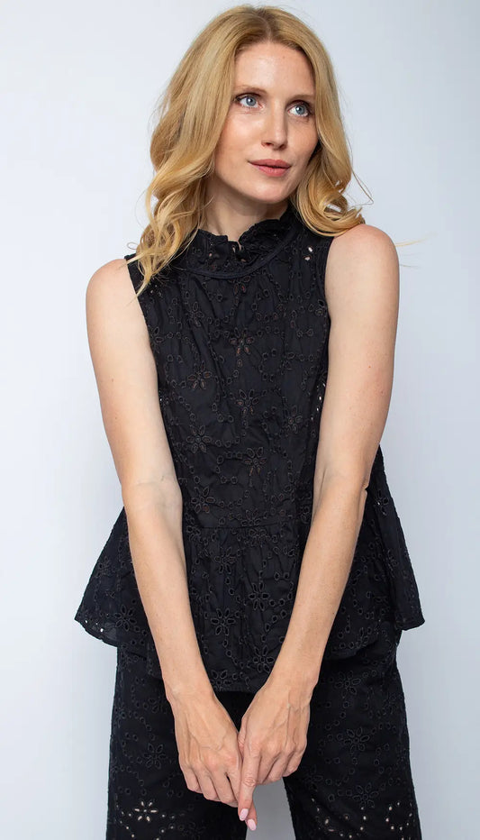 Emily Van Den Bergh Bluse Black Embroidery
