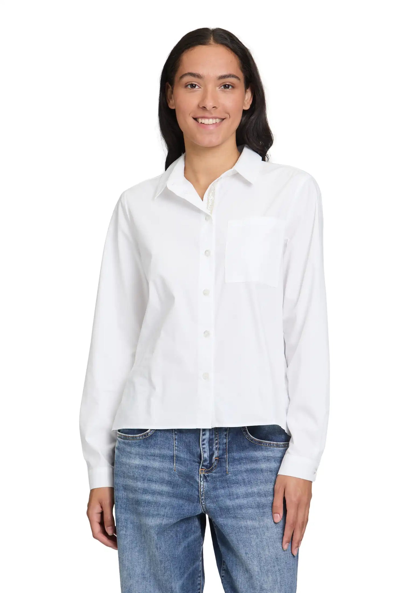 Cartoon Bluse Mit Hemdkragen weiß