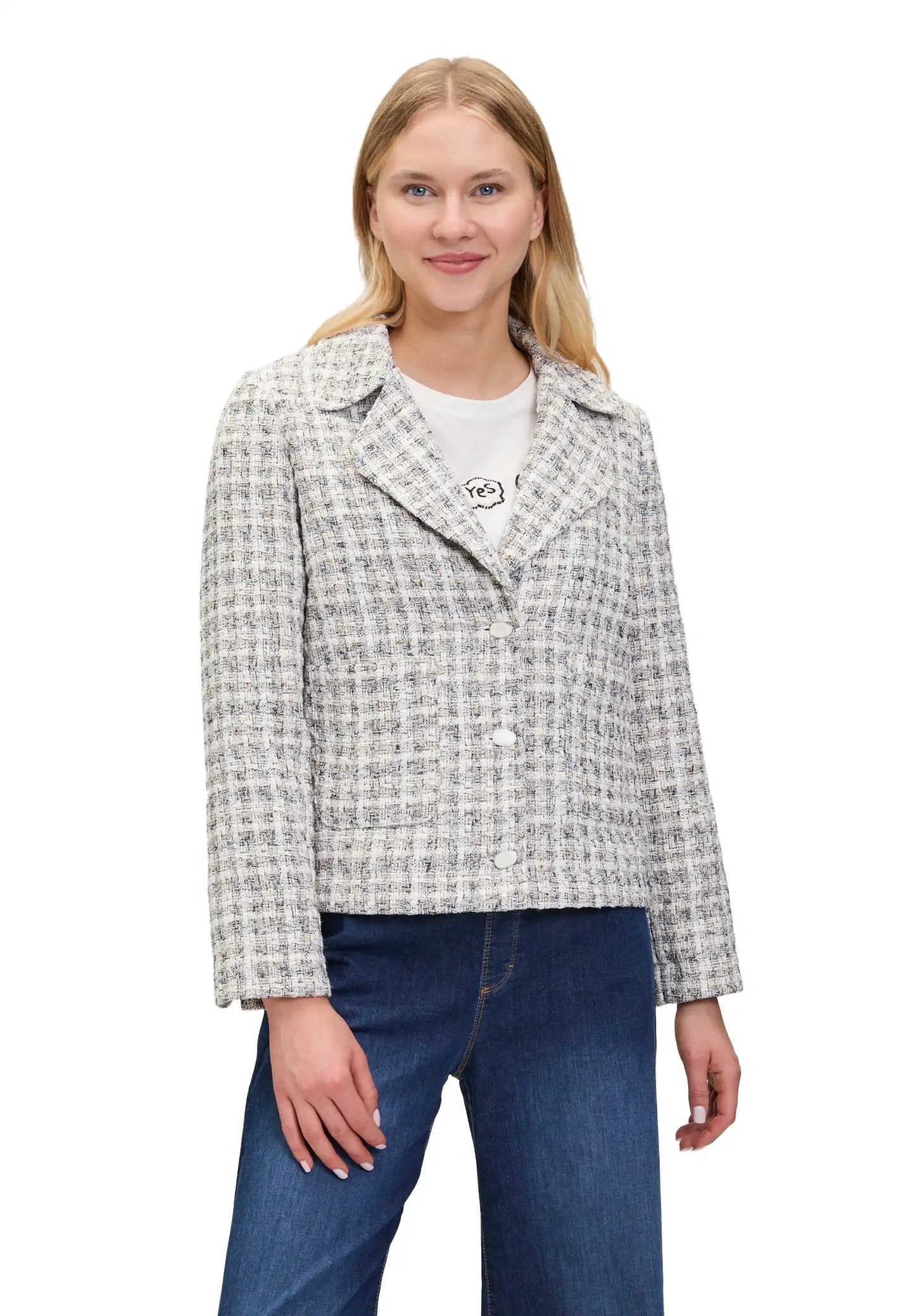 Cartoon Tweed Blazer White Camel