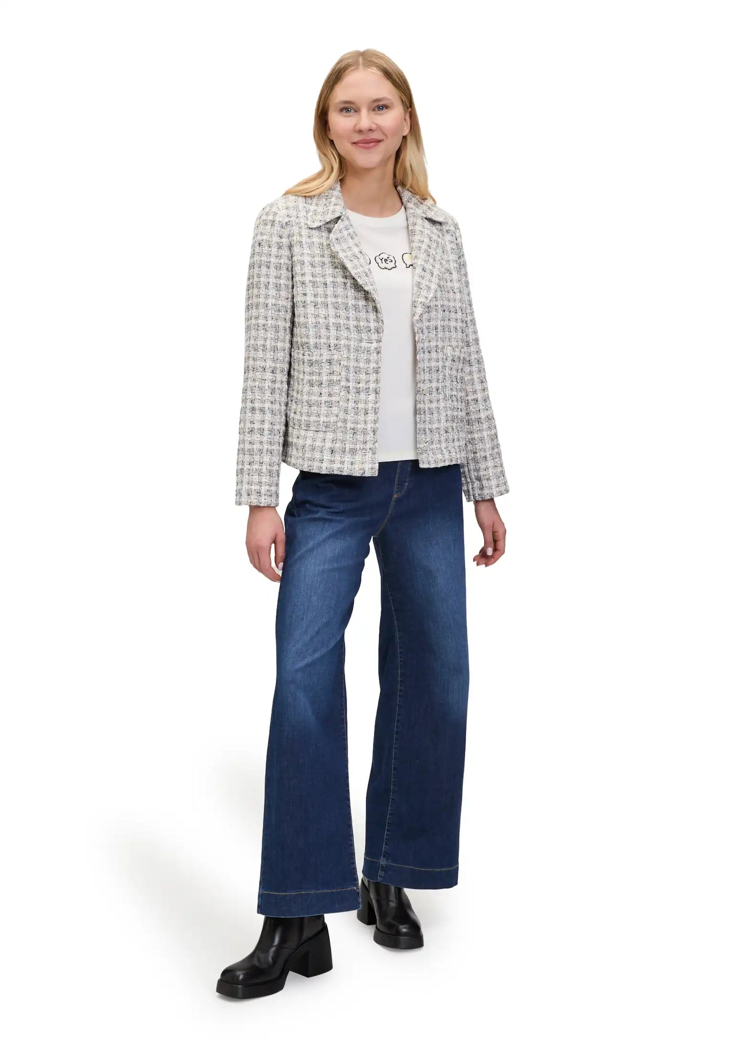 Cartoon Tweed Blazer White Camel
