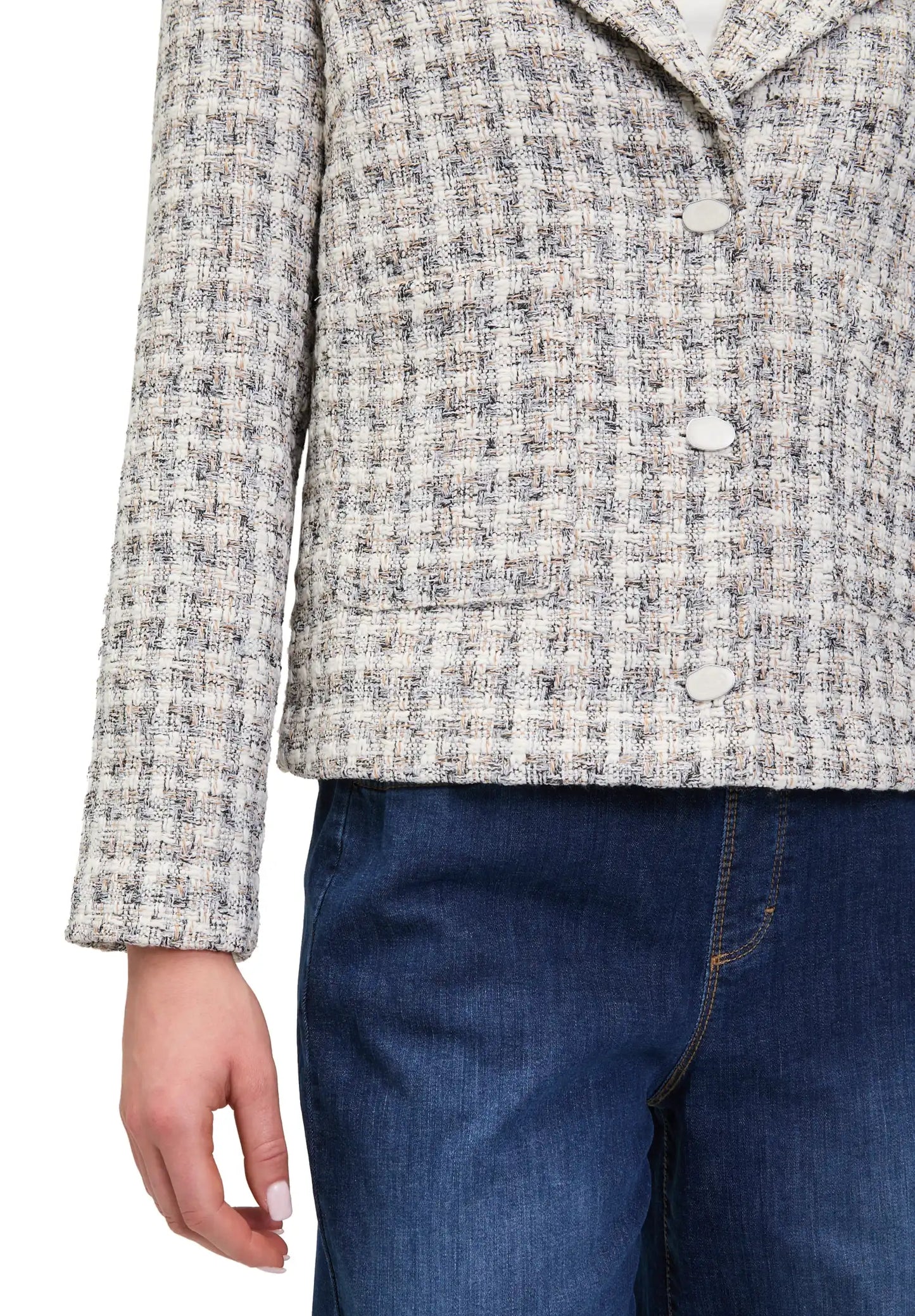 Cartoon Tweed Blazer White Camel