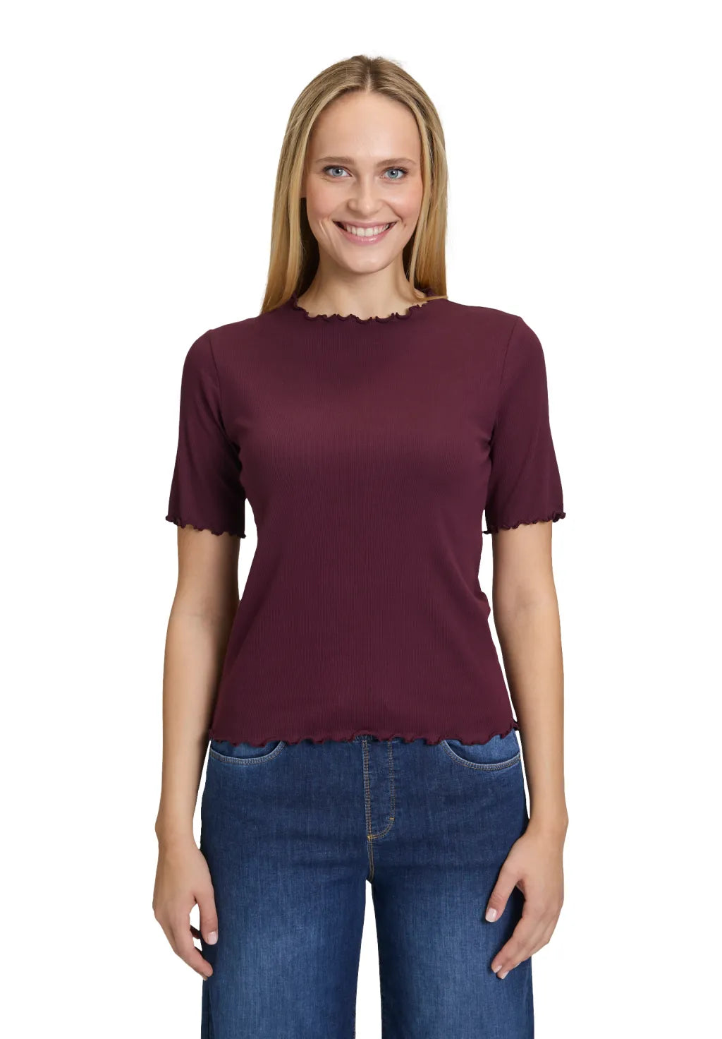 Cartoon Halbarm-Shirt Dark Aubergine