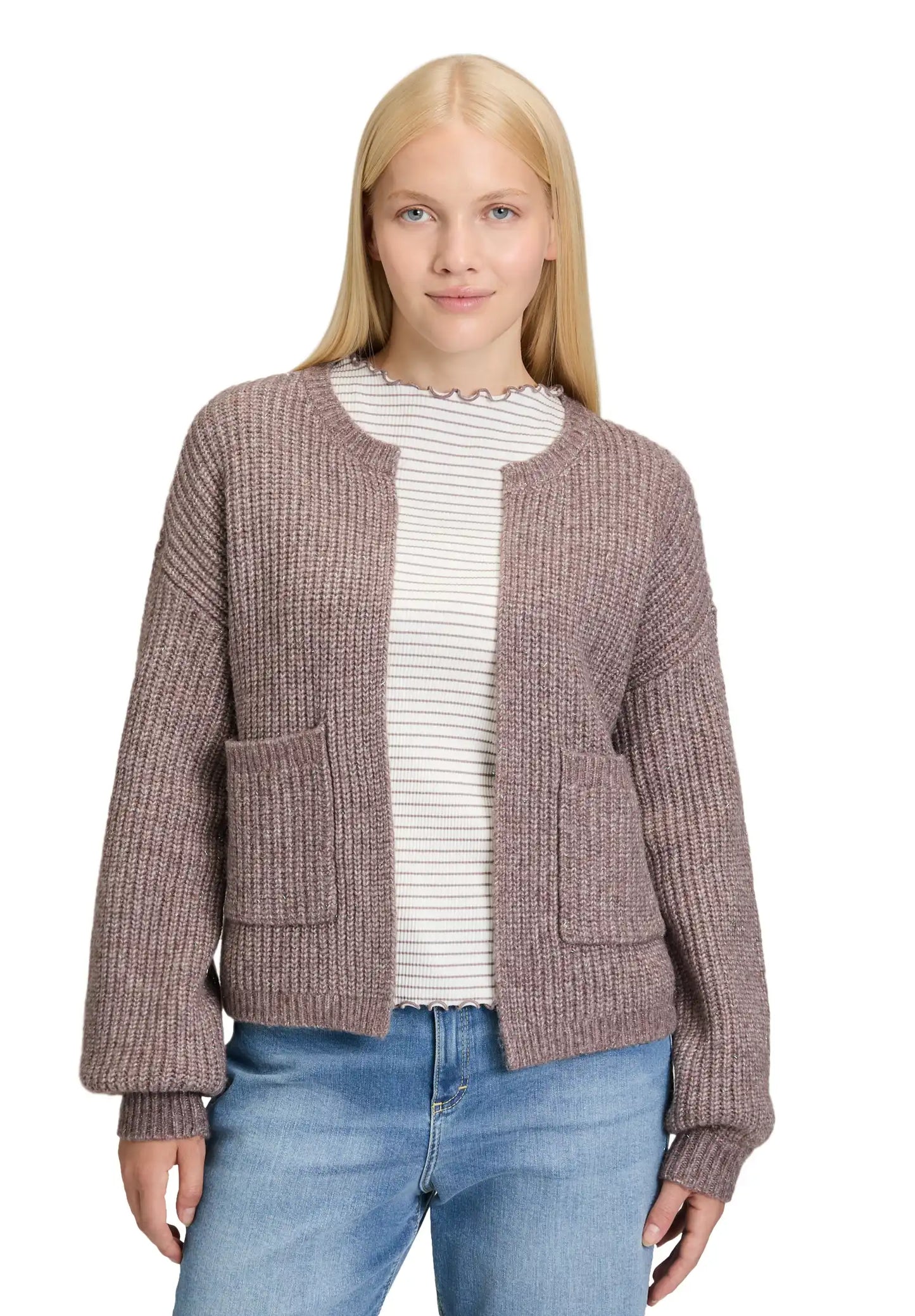Cartoon Strick Cardigan Dark Aubergine
