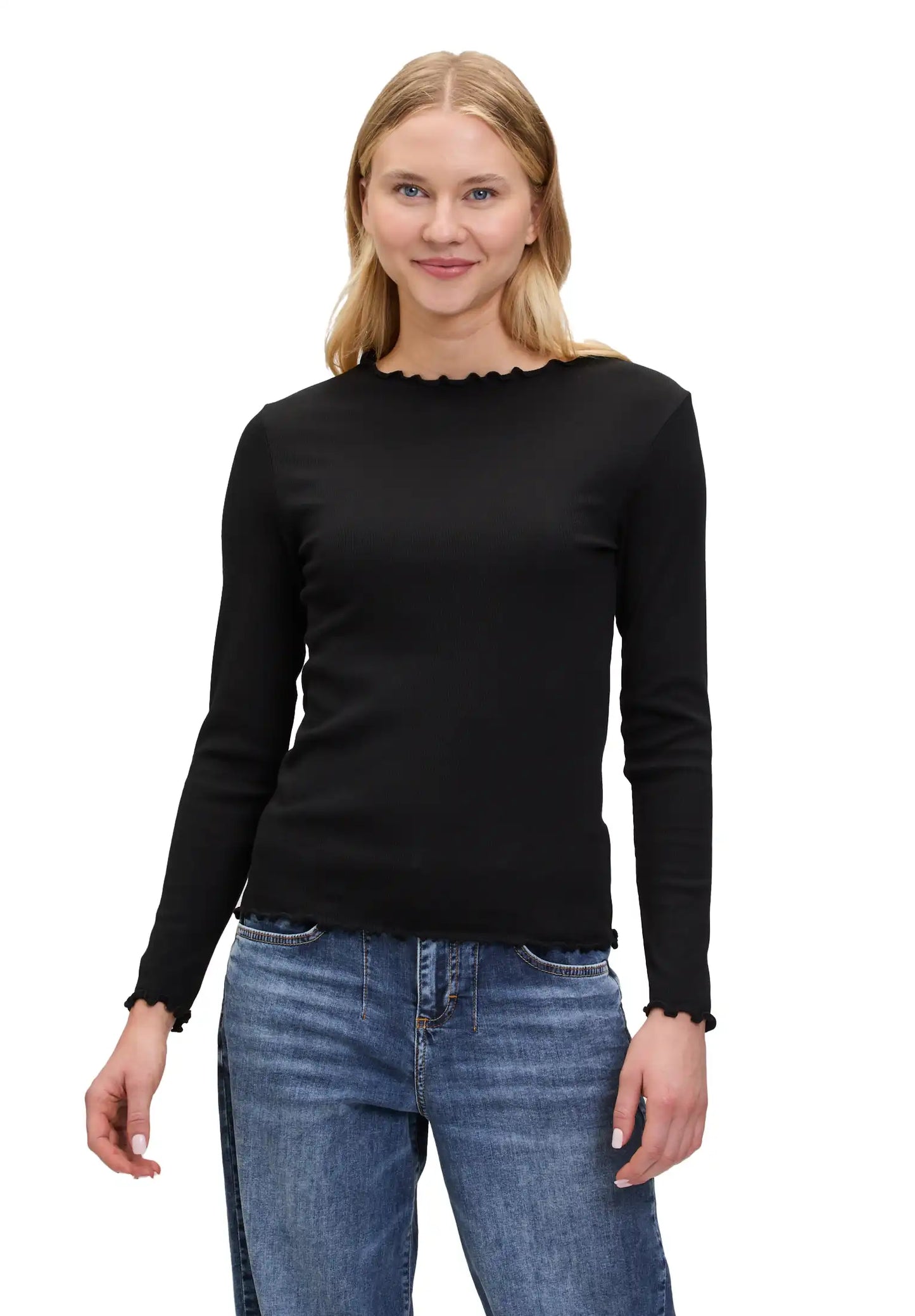 Cartoon Langarm-Shirt schwarz 9045