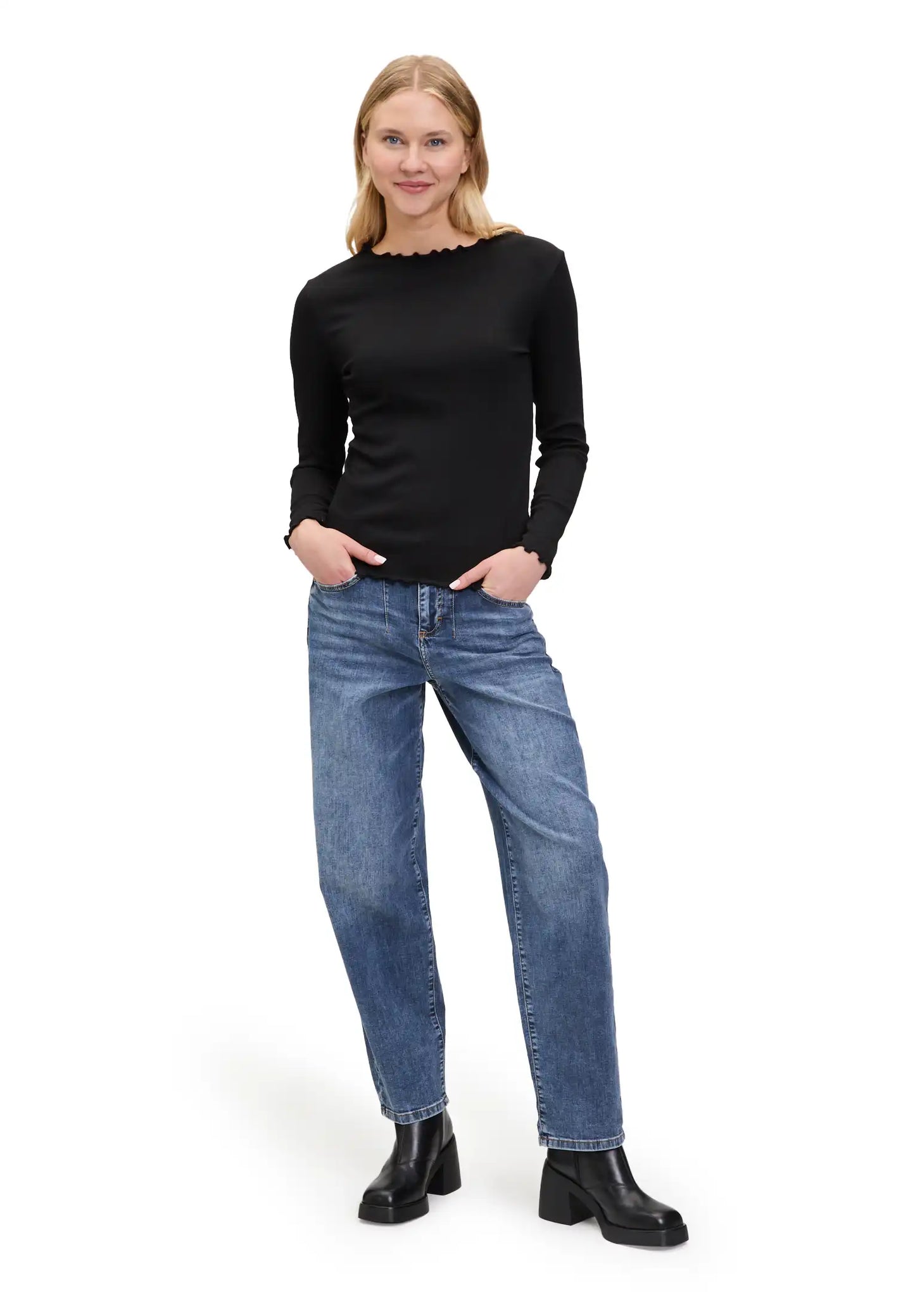 Cartoon Langarm-Shirt schwarz 9045