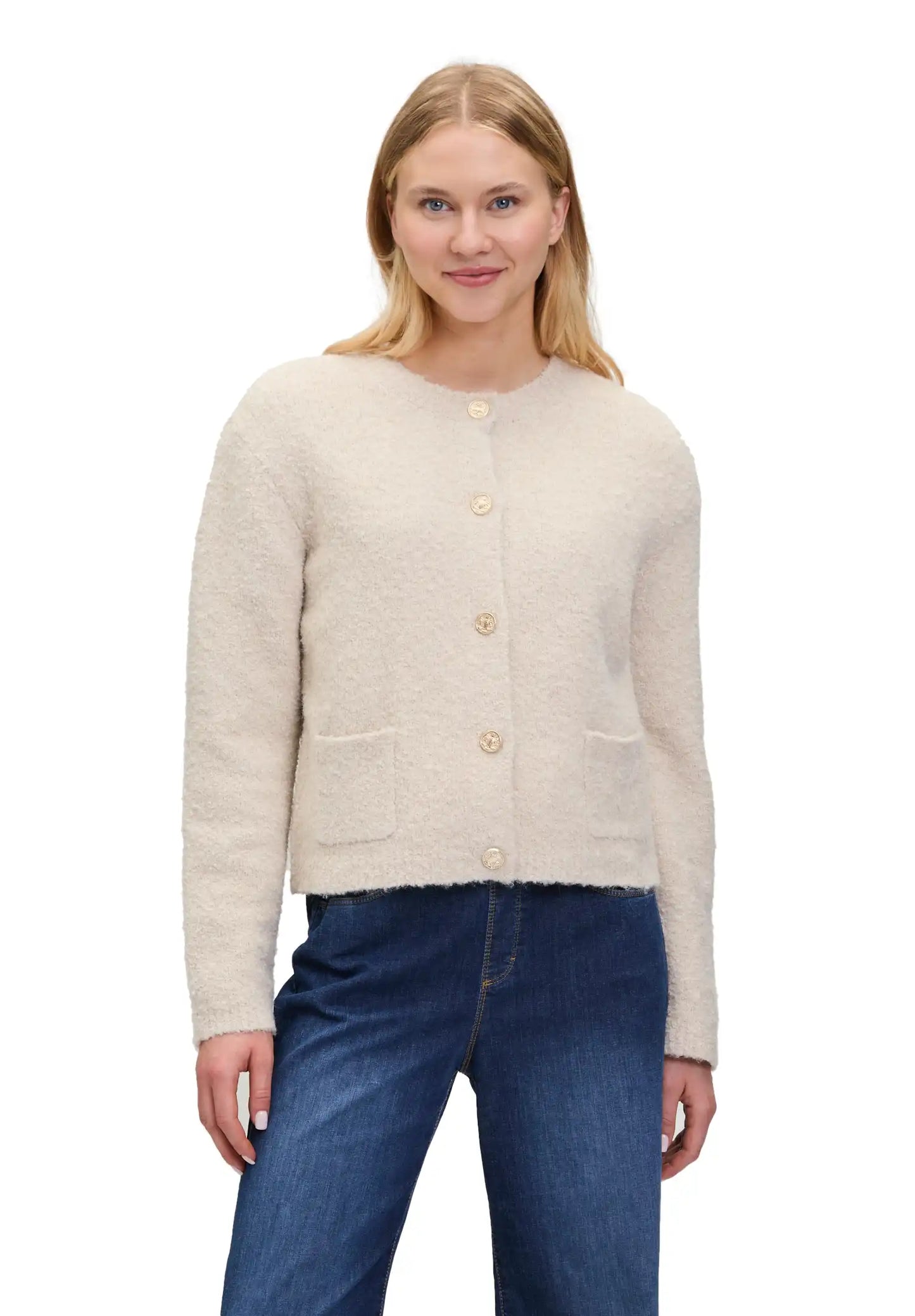 Cartoon Knit Cardigan Pumice Stone