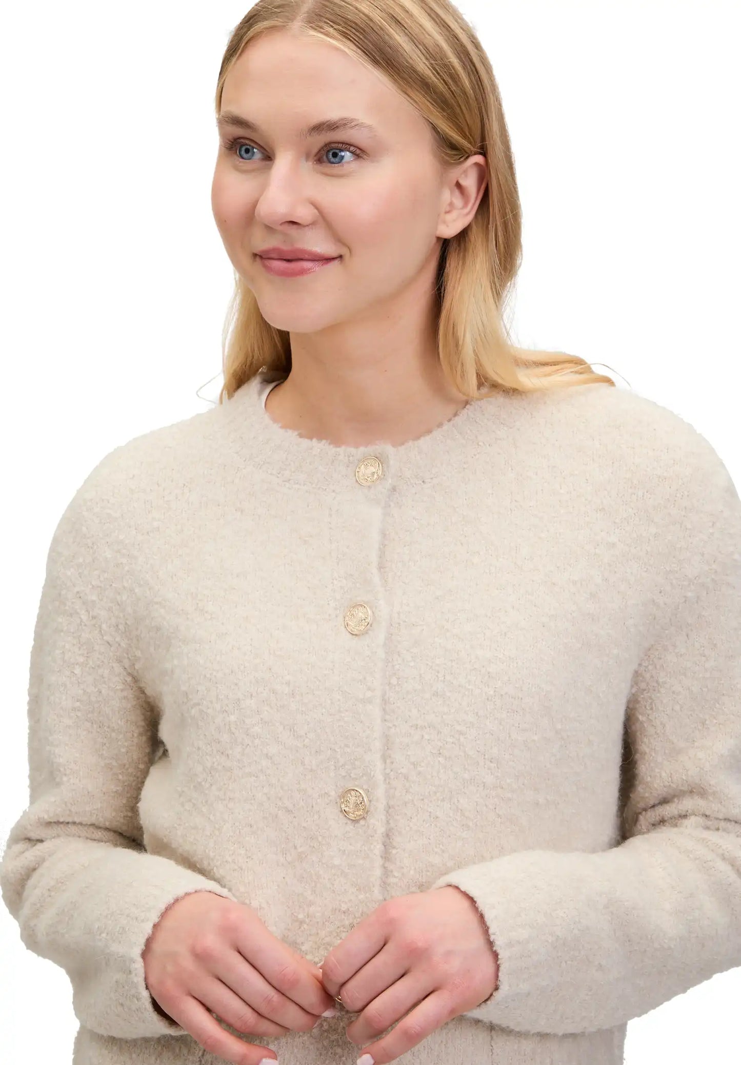Cartoon Knit Cardigan Pumice Stone