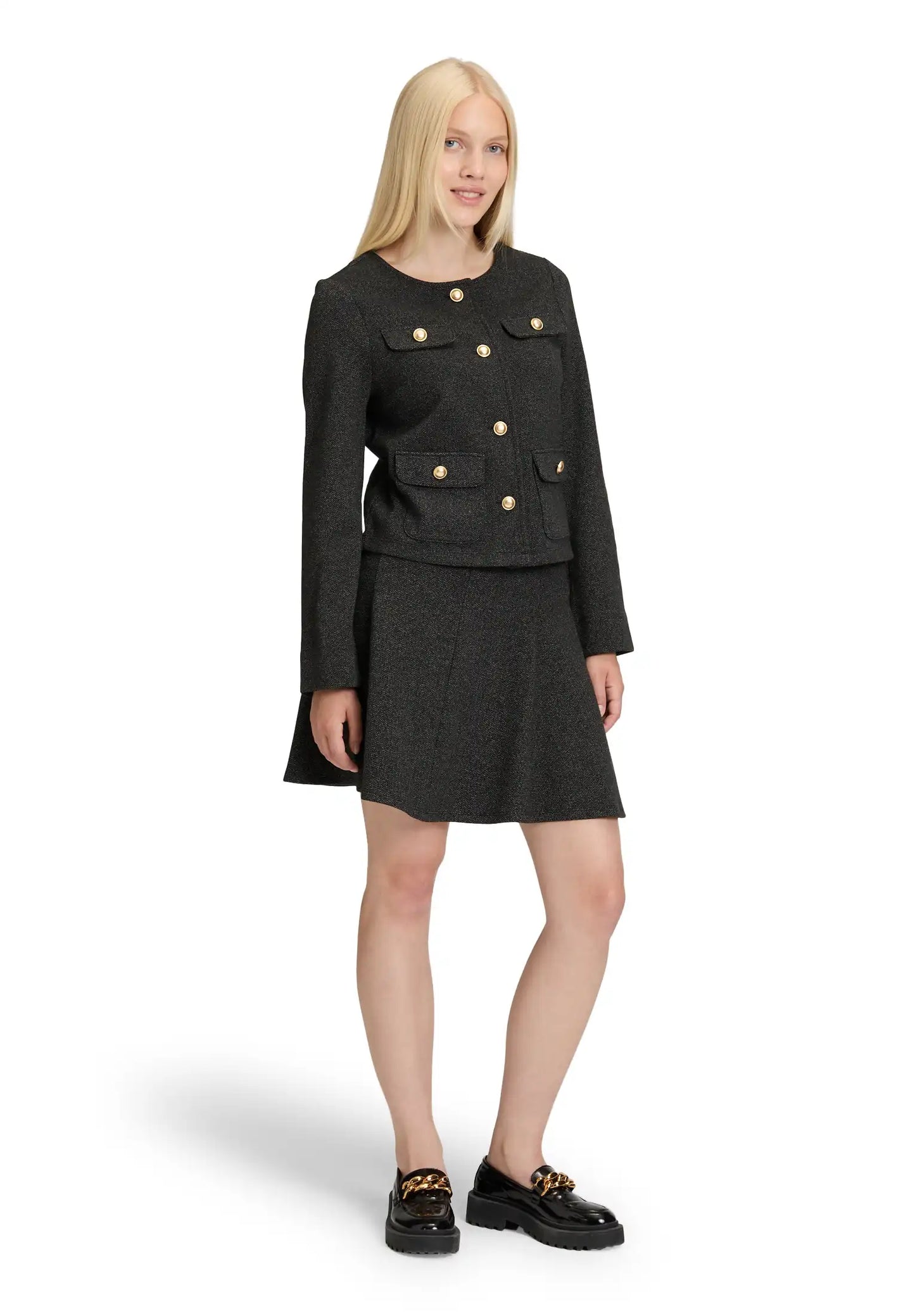 Cartoon Blazer-Jacke Grau/Schwarz
