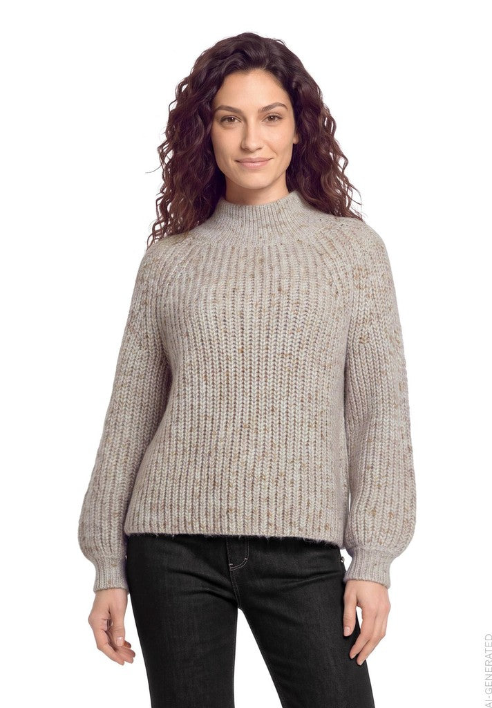 Cartoon Strickpullover Creme Camel