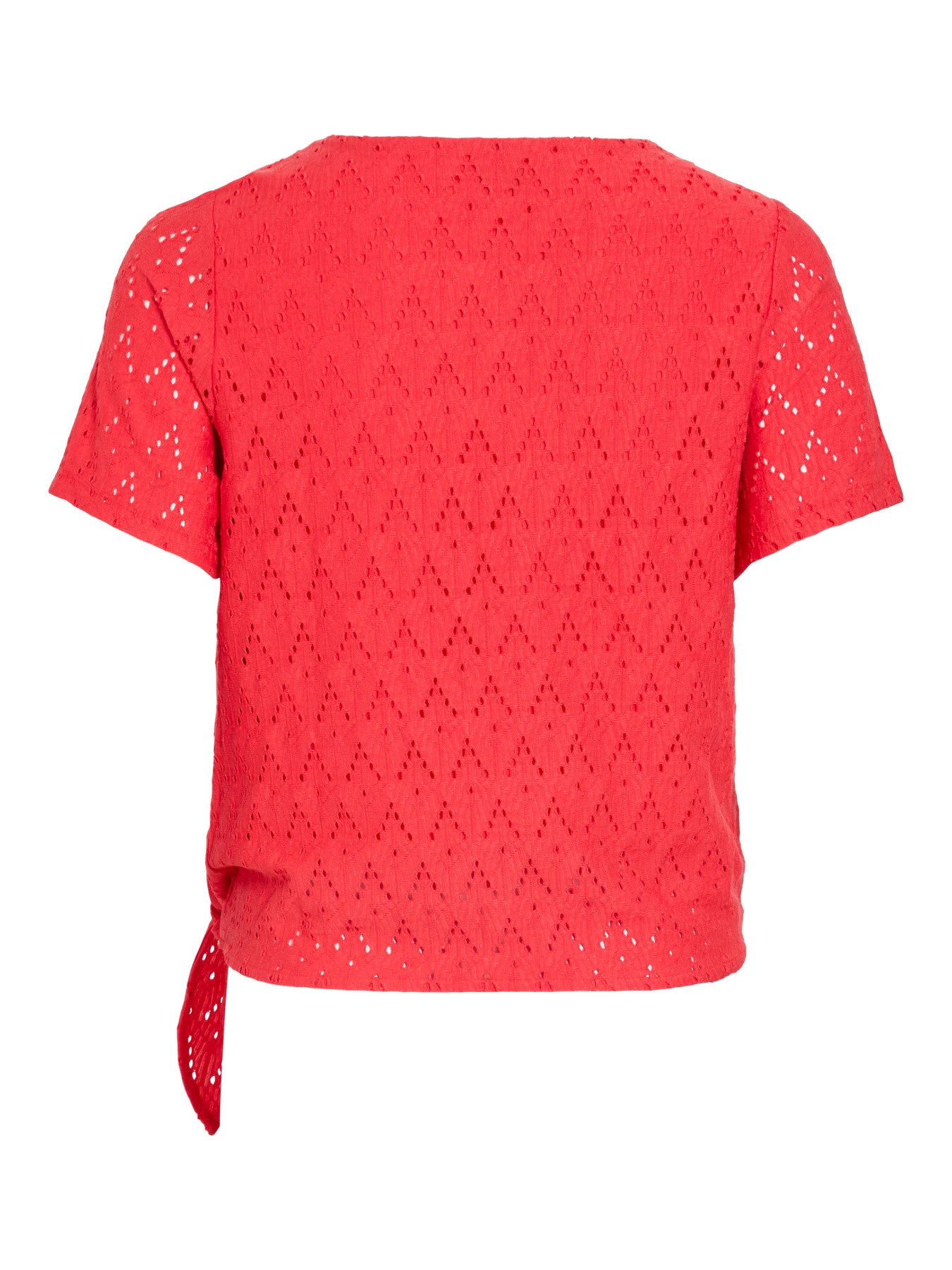 Vila Top VIAMALINA OPEN O-NECK S/S TOP/VOL/PB - Hibiscus