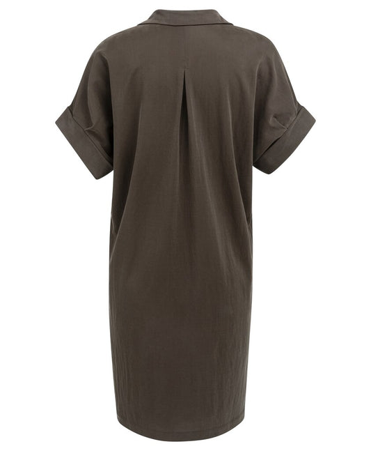 YAYA Jerseykleid mit plissierten kurzen Ärmeln AUBERGINE PURPLE