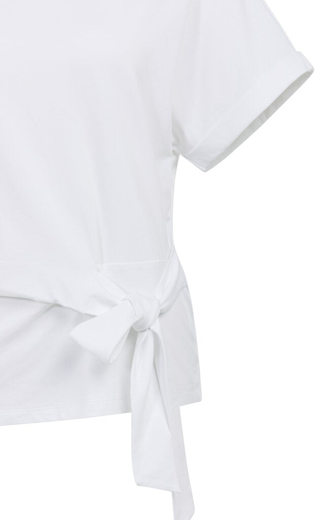 YAYA Top mit Rundhalsausschnitt und Knotendetail PURE WHITE