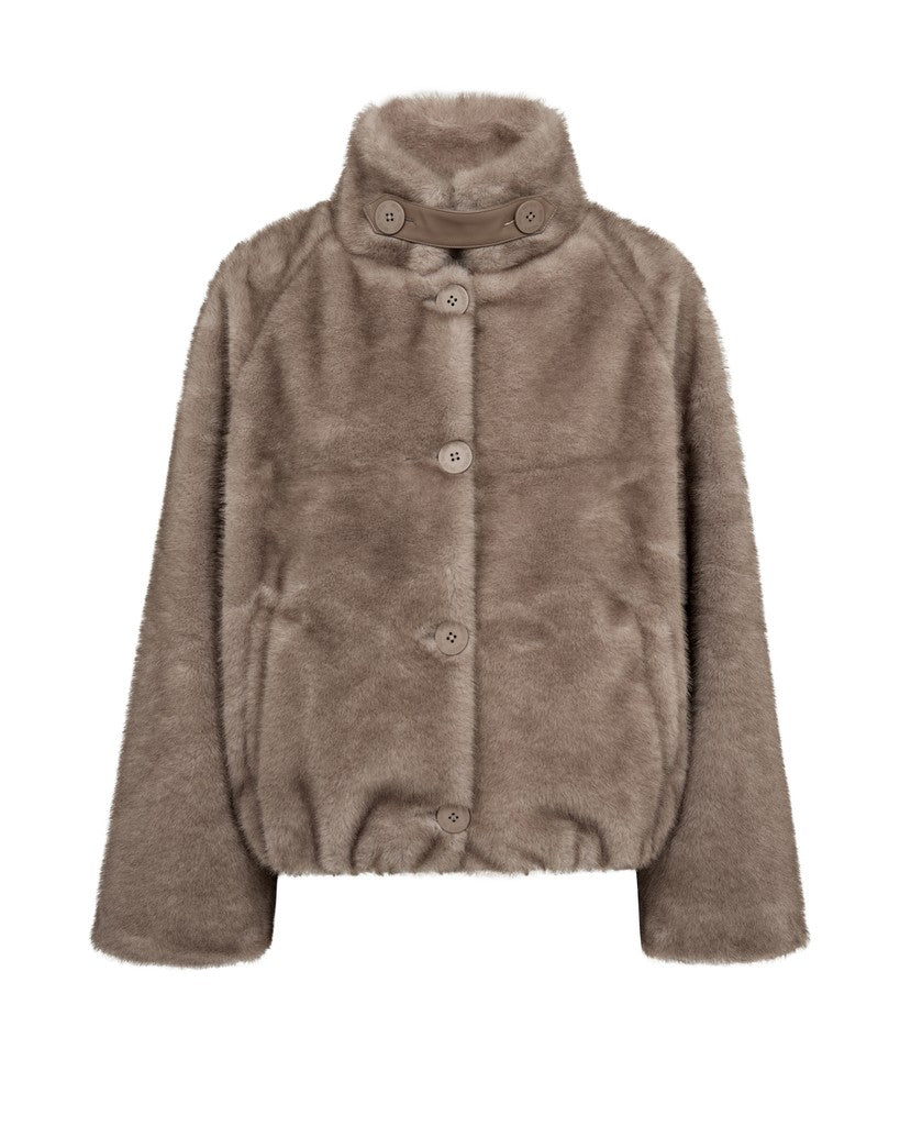 Mos Mosh Faux-Fur-Jacke Hilda in Sandgrau