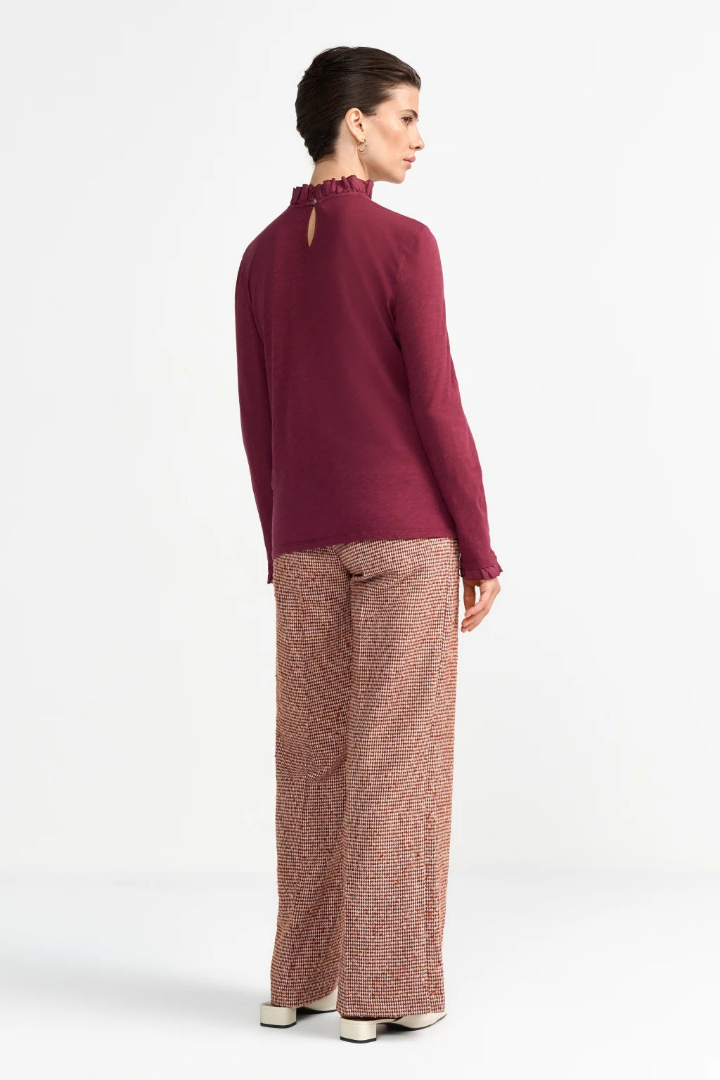 Rich & Royal Slub Frill Longsleeve Ruby Glow