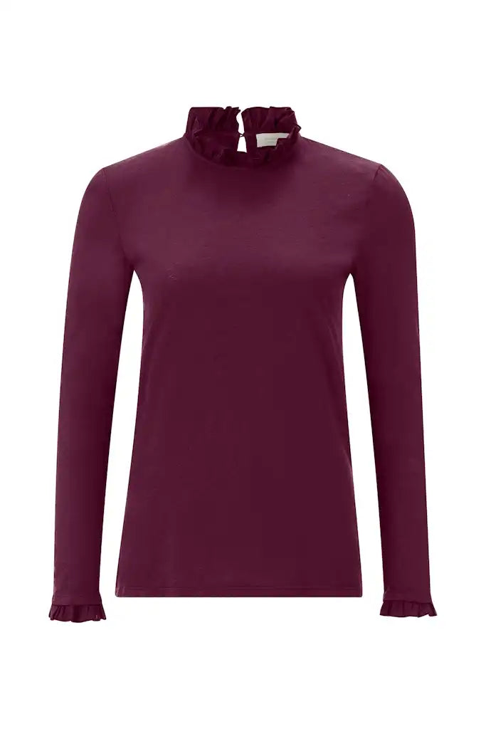 Rich & Royal Slub Frill Longsleeve Ruby Glow
