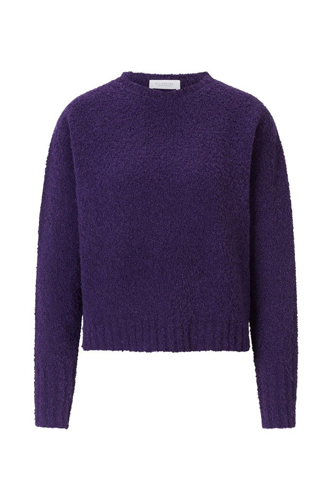 Rich & Royal Bouclé Pullover Crew Neck in Evening Lilac