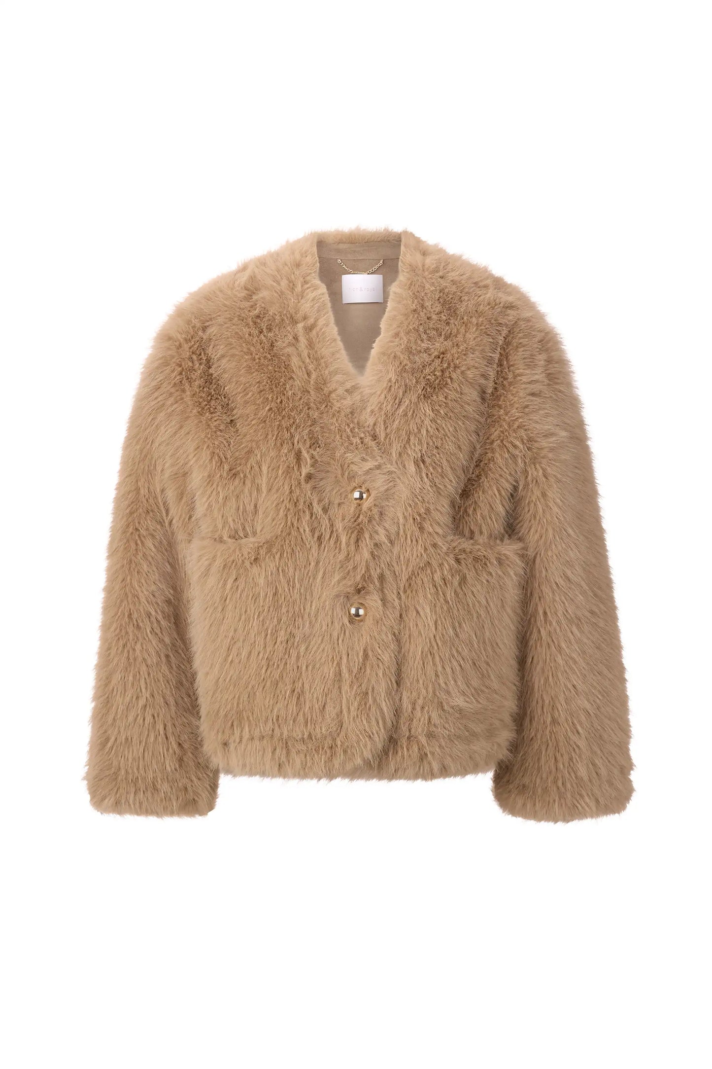 Rich & Royal Faux Fur Jacke in der Farbe Caffe Latte
