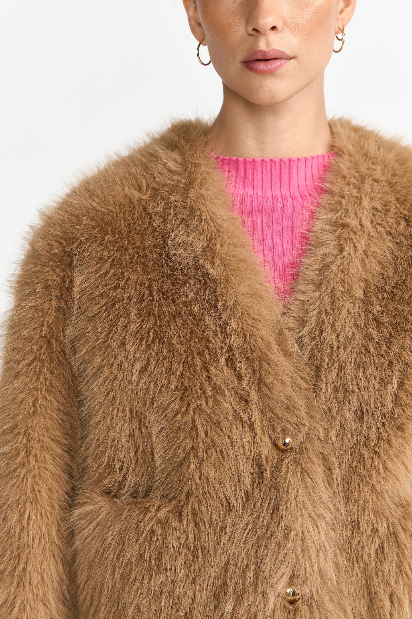 Rich & Royal Faux Fur Jacke in der Farbe Caffe Latte