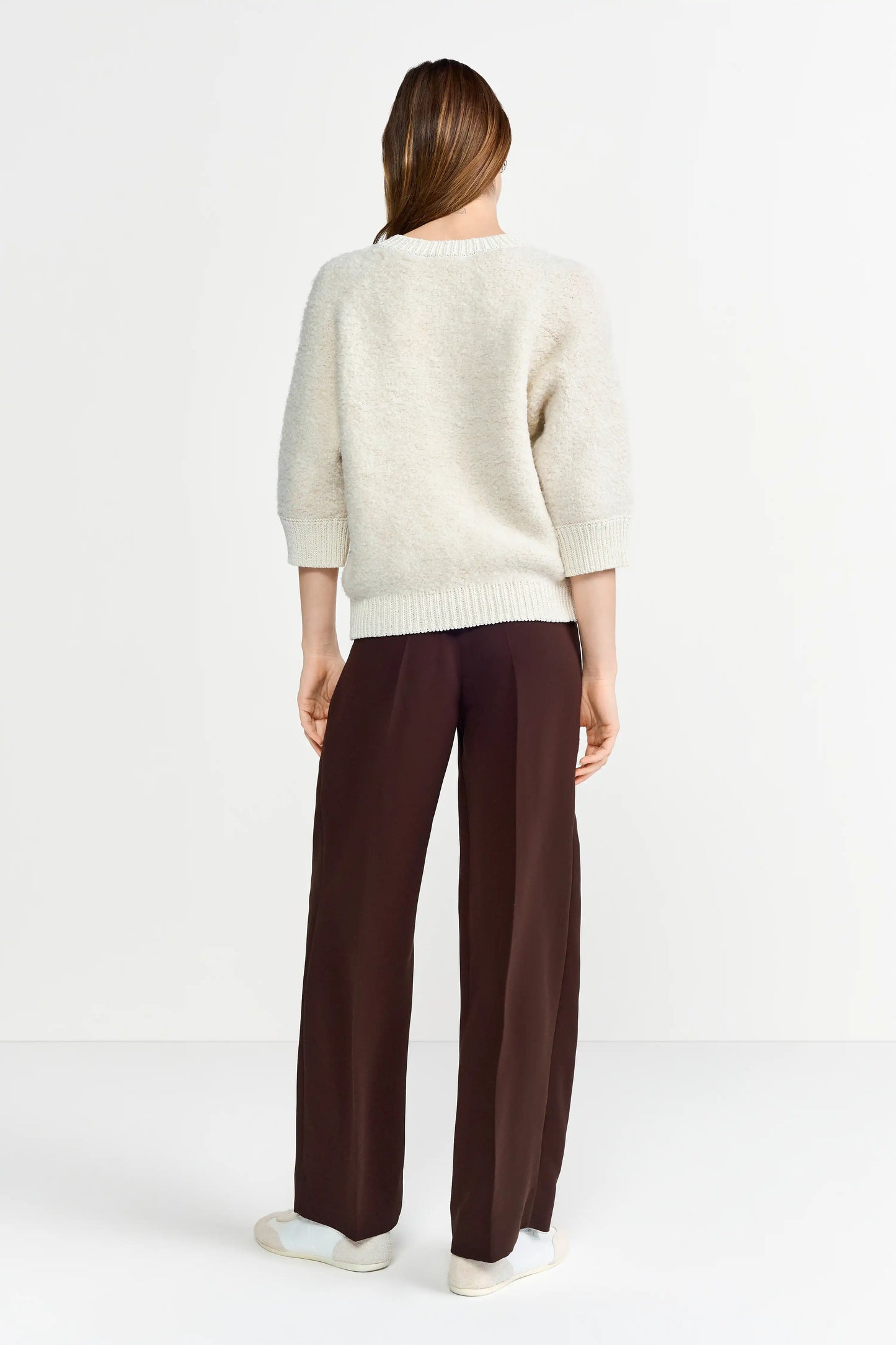 Rich & Royal Boucle Crew-Neck Pullover in der Farbe Caffee latte