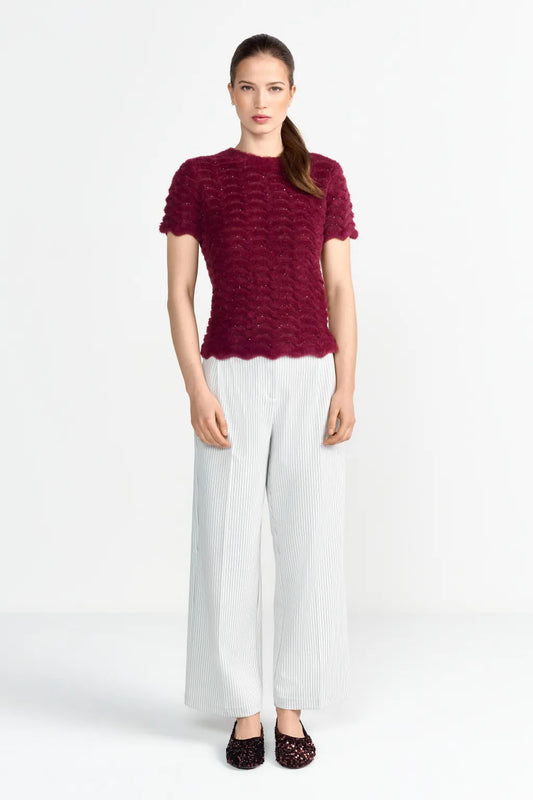Rich & Royal Kurzarm-Pullover Ruby Glow
