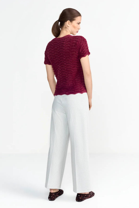 Rich & Royal Kurzarm-Pullover Ruby Glow