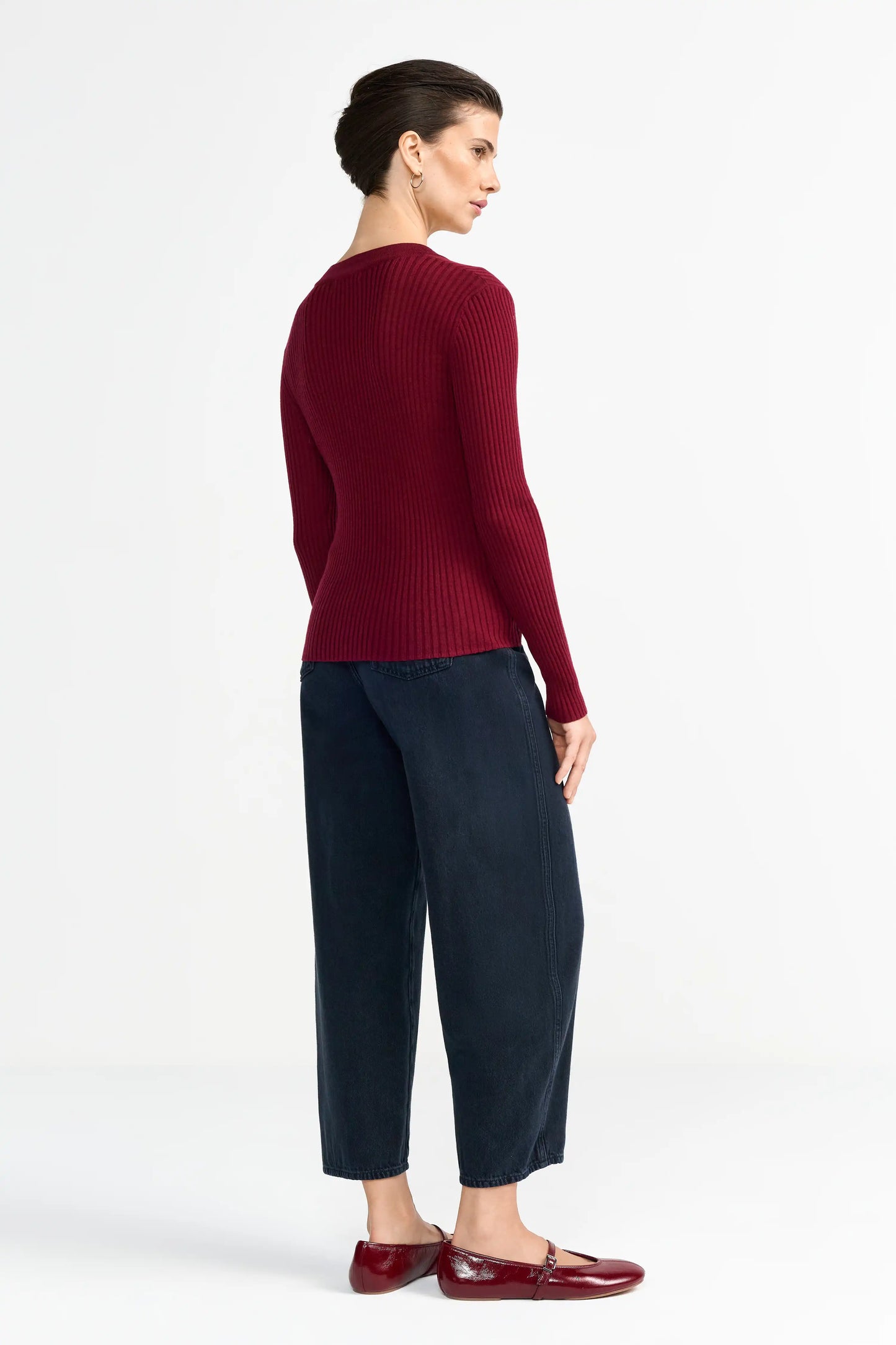 Rich & Royal Merino Rib Cardigan Ruby Glow