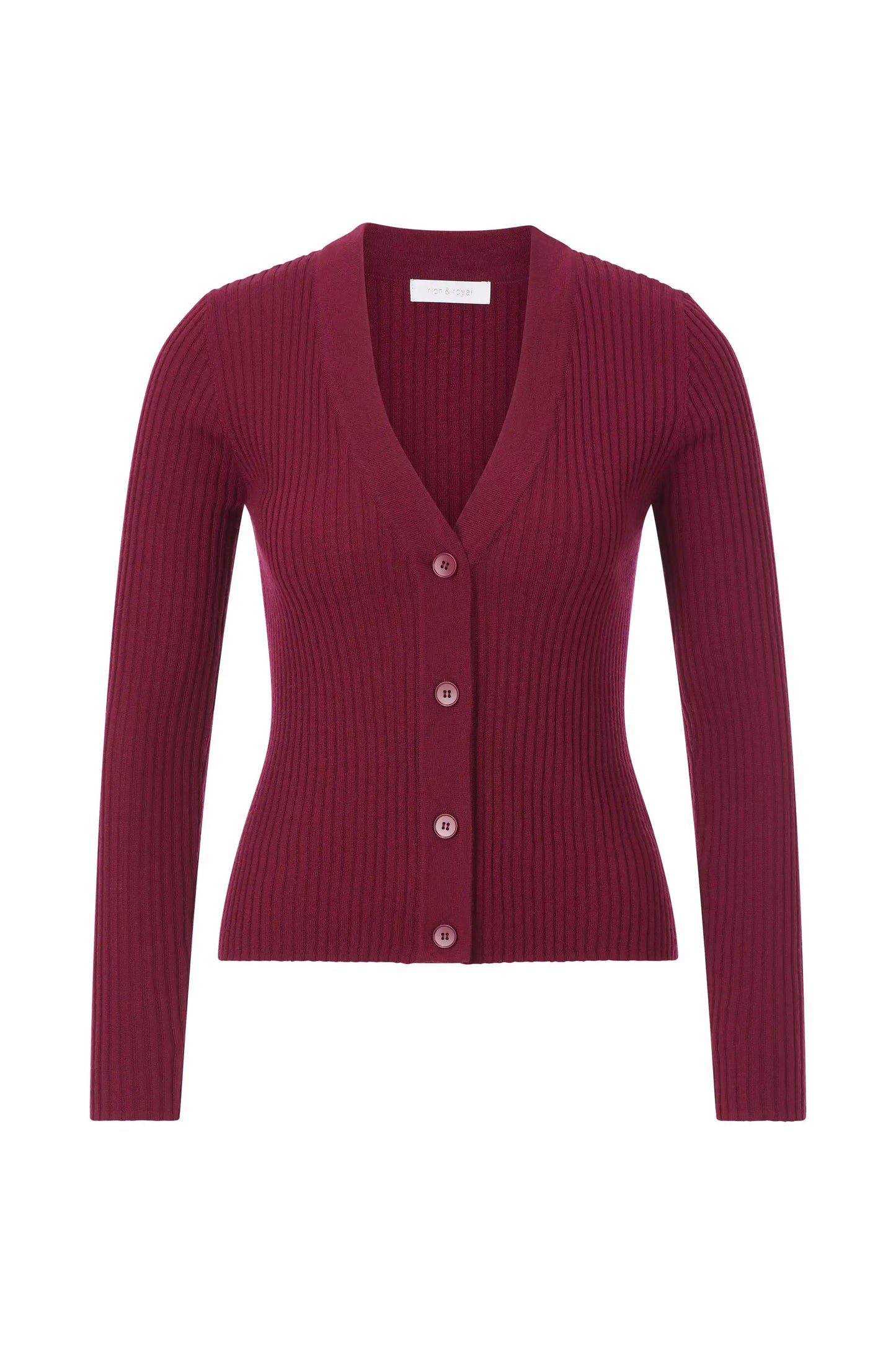 Rich & Royal Merino Rib Cardigan Ruby Glow