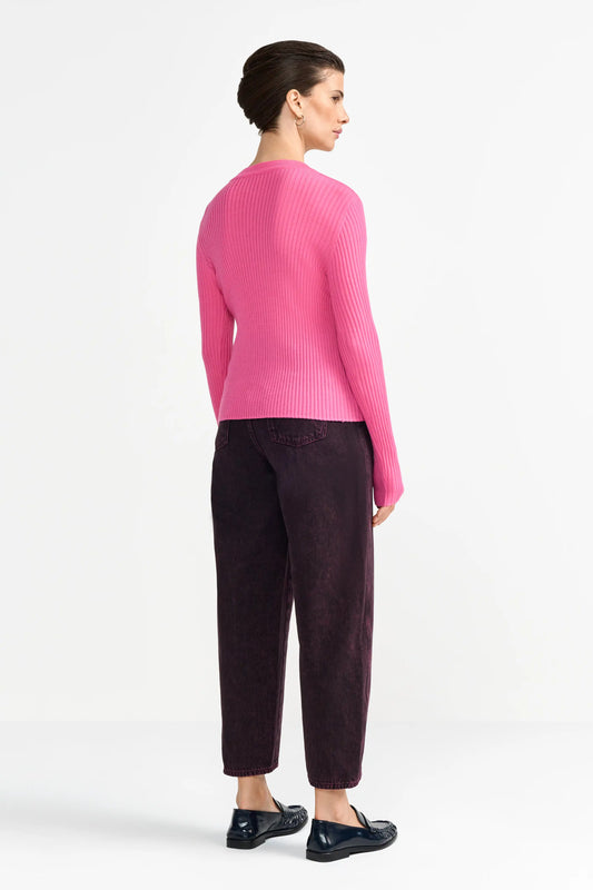 Rich & Royal Merino Rib Cardigan Pink Radiance