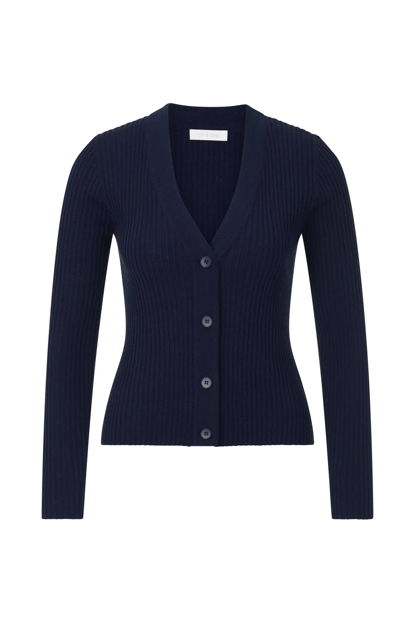 Rich & Royal Merino Rib Cardigan Midnight Blue