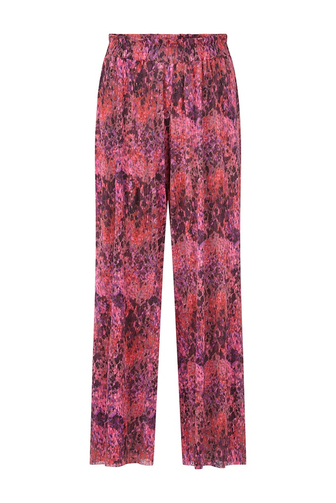 Rich & Royal Dot Print Crinkled Pants in Mulberry