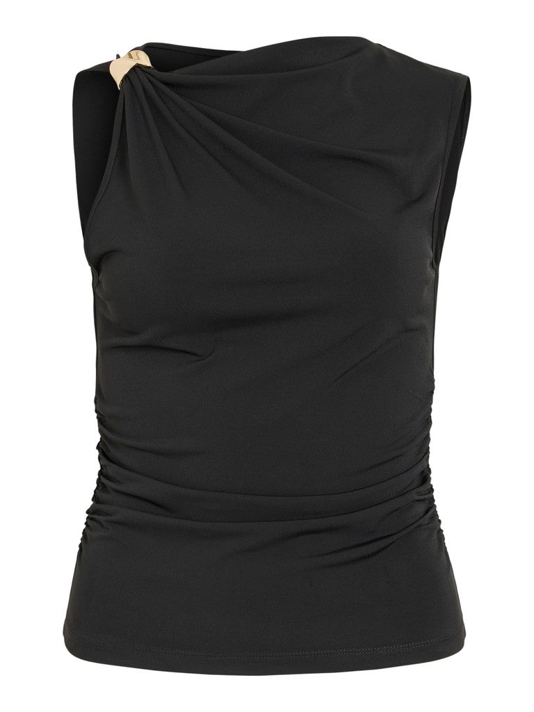 Vila Top Vichiara Ärmellos mit Schnalle Schwarz Gold