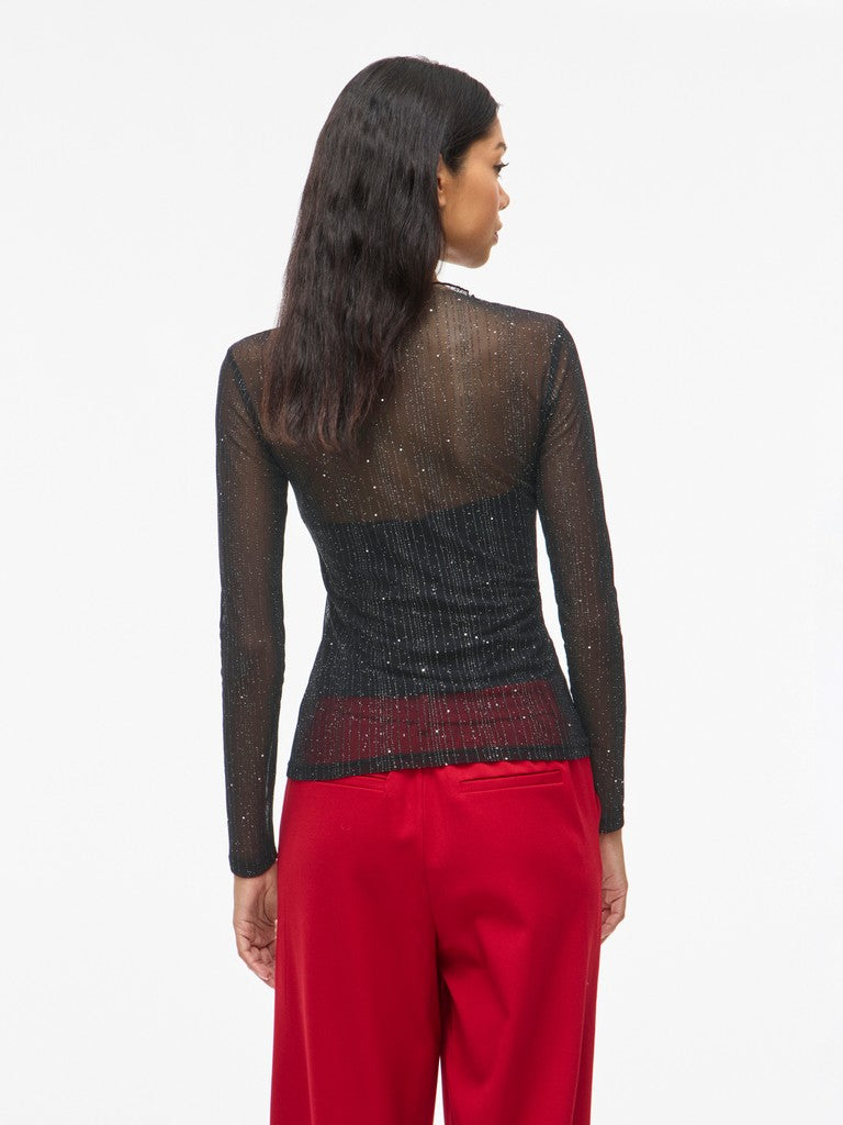 Vila Stehkragen-Longsleeve Viturno in Black Beauty