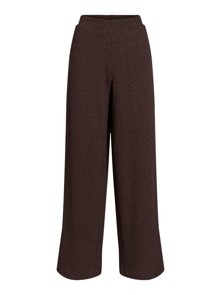 Vila Hose High-Waist Weite Coffee Bean Melange
