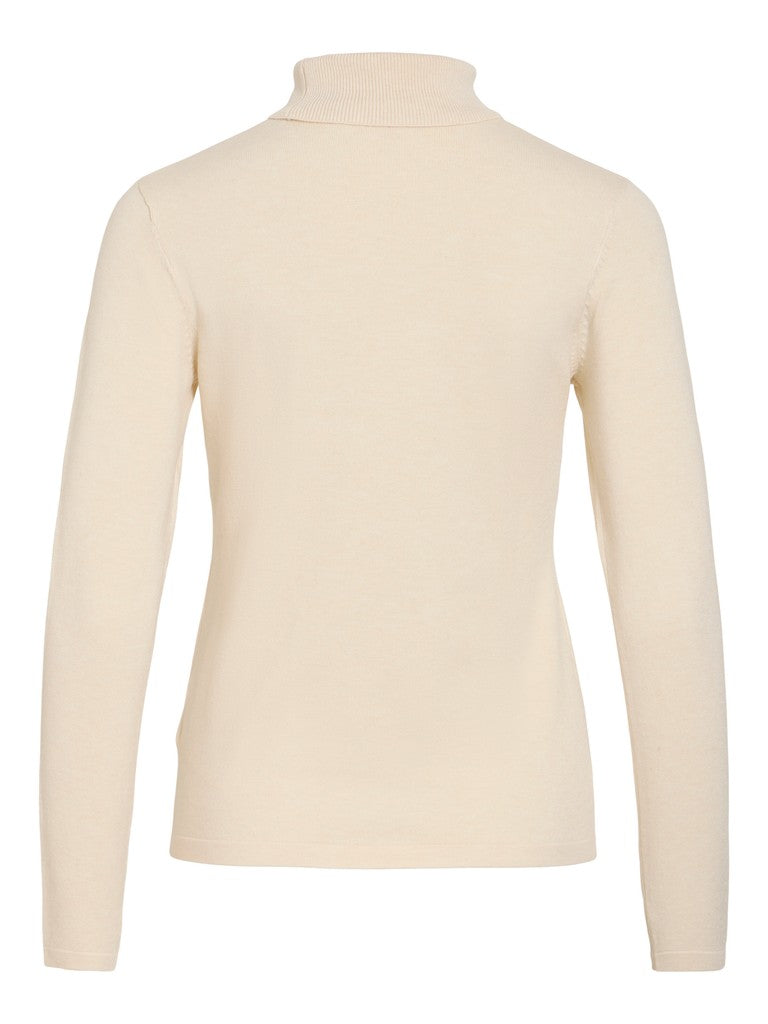 Vila Strickshirt Rollkragen Langarm Strick Top Sandshell Melange