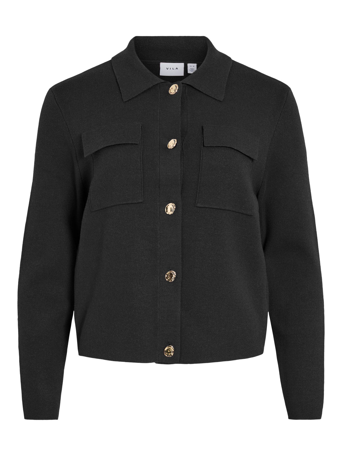 Vila Strickjacke Langarm Strick Black Beauty