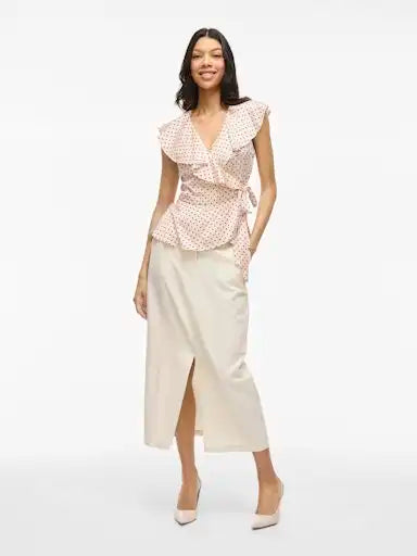 Vila Top Peach Whip Black Dots