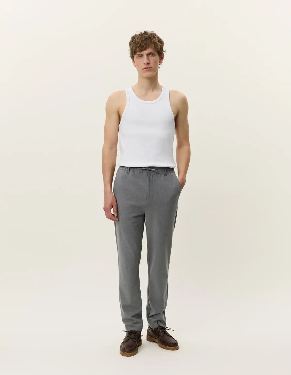 Les Deux Como Tapered Texture Hose Grey Melange 320