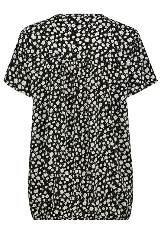 Authentic Style Rundhals Bluse V - Ausschnitt Black