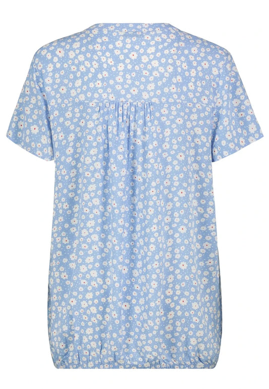 Authentic Style Rundhals Bluse V - Ausschnitt Light Blue