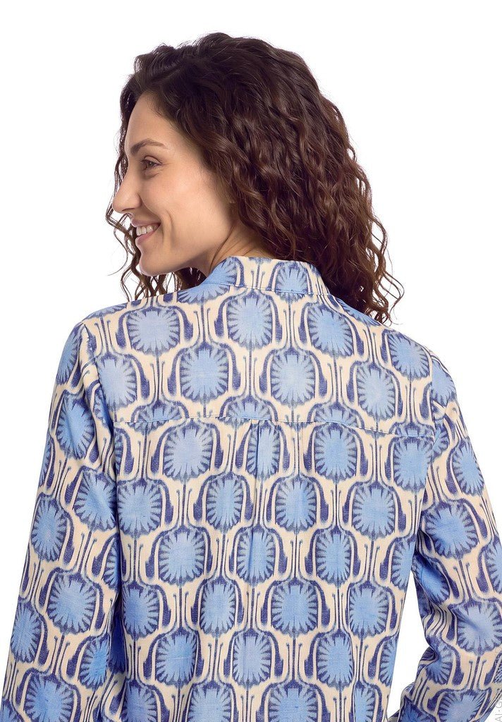 Cartoon Bluse Blau Natur
