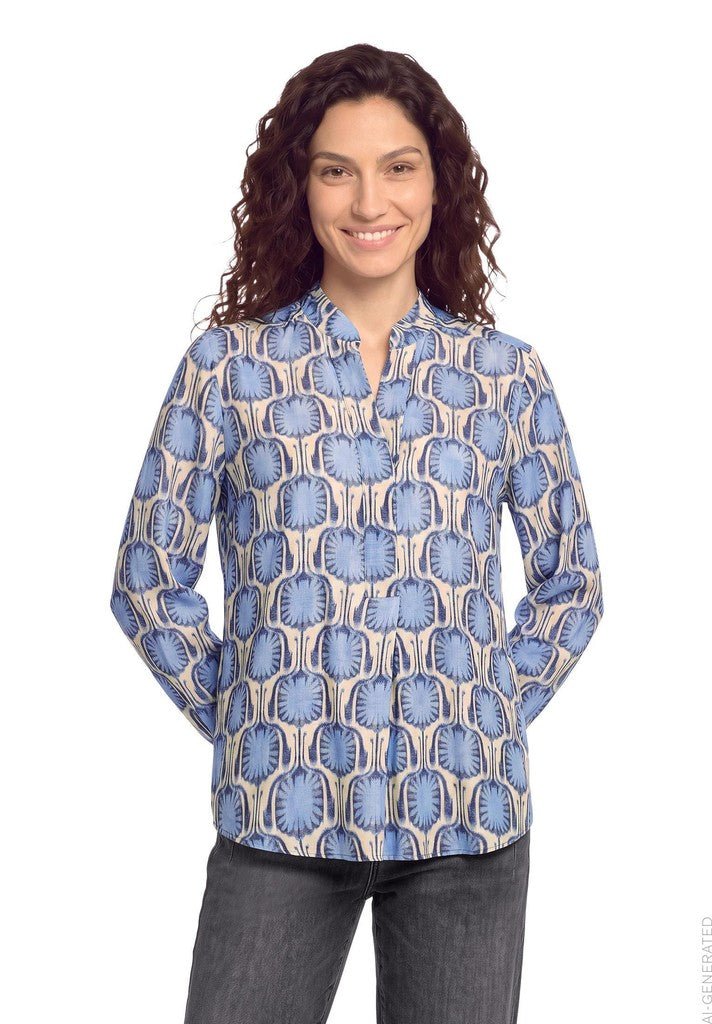 Cartoon Bluse Blau Natur