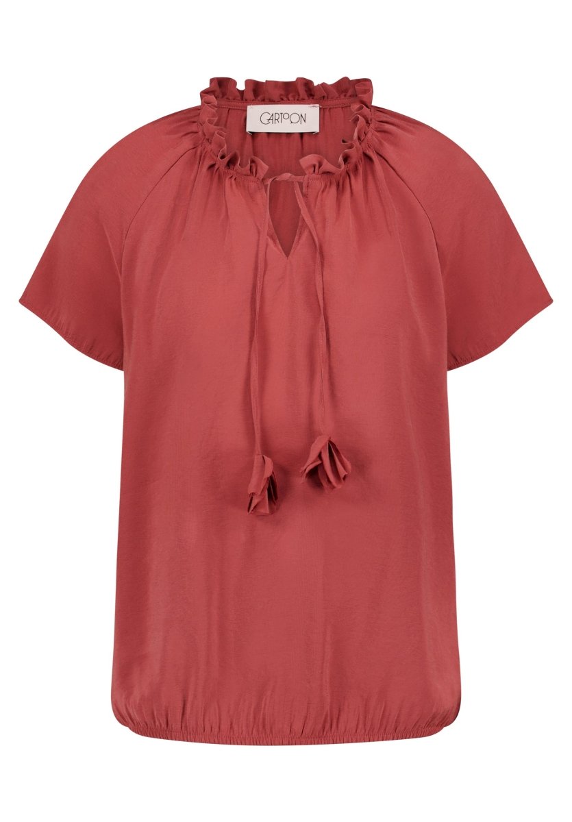 Cartoon Bluse Kurz 1/2 Arm in der Farbe Dunkel Rot