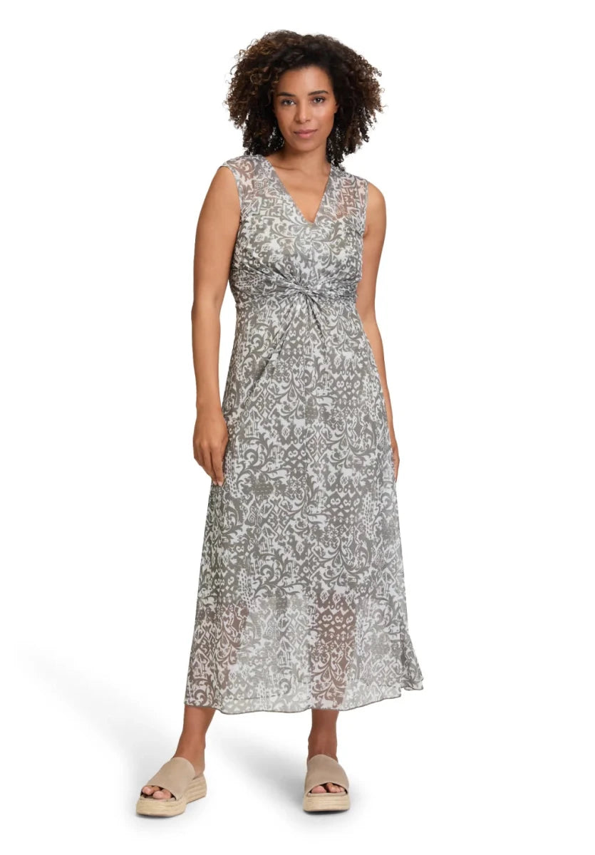 Cartoon gefüttertes Kleid White/Khaki