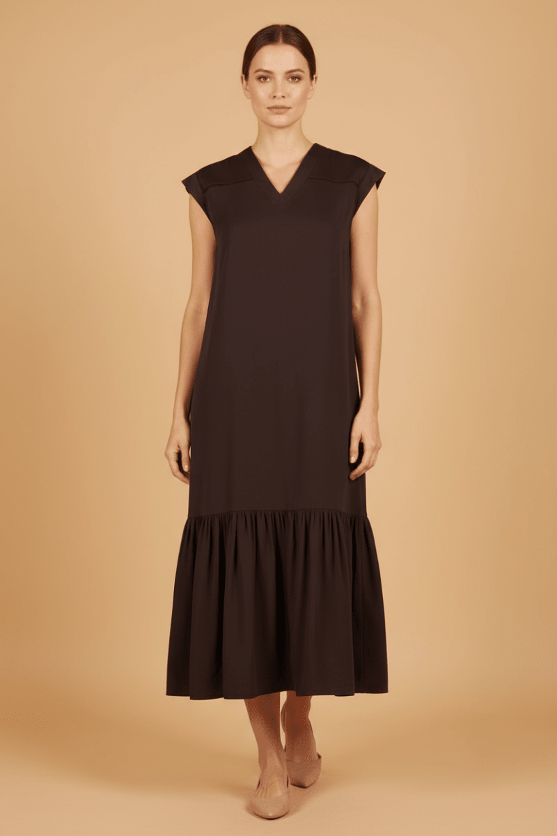 Cartoon Kleid Kurz 1/2 Arm in der Farbe Braun