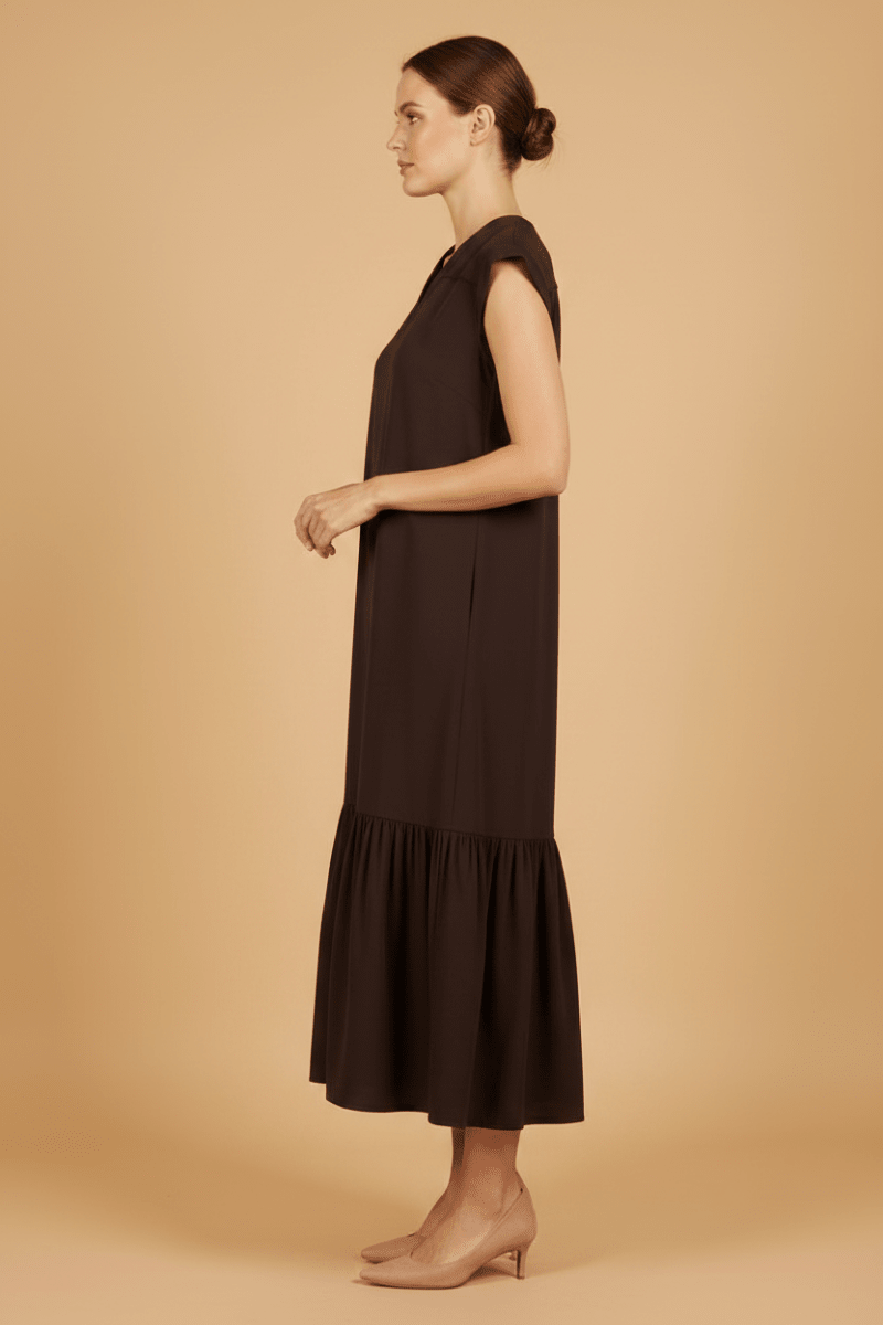 Cartoon Kleid Kurz 1/2 Arm in der Farbe Braun