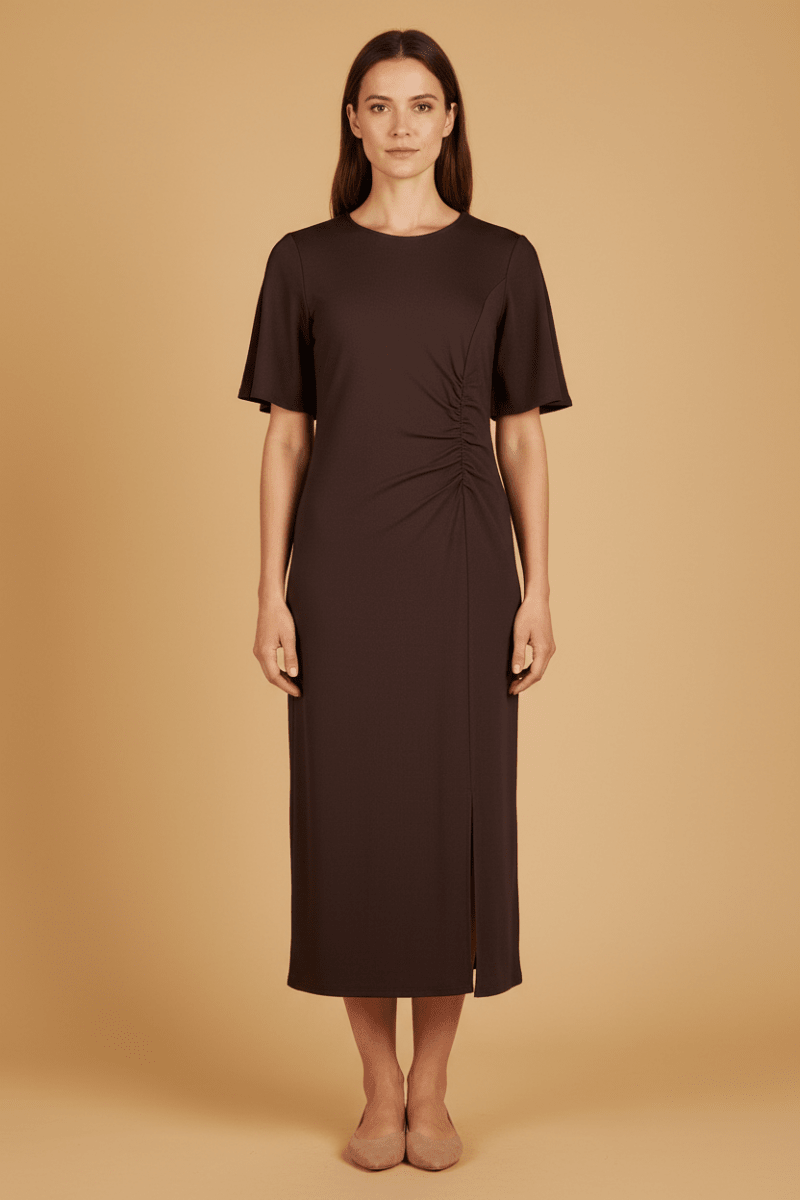 Cartoon Kleid Lang 1/2 Arm Black Coffee