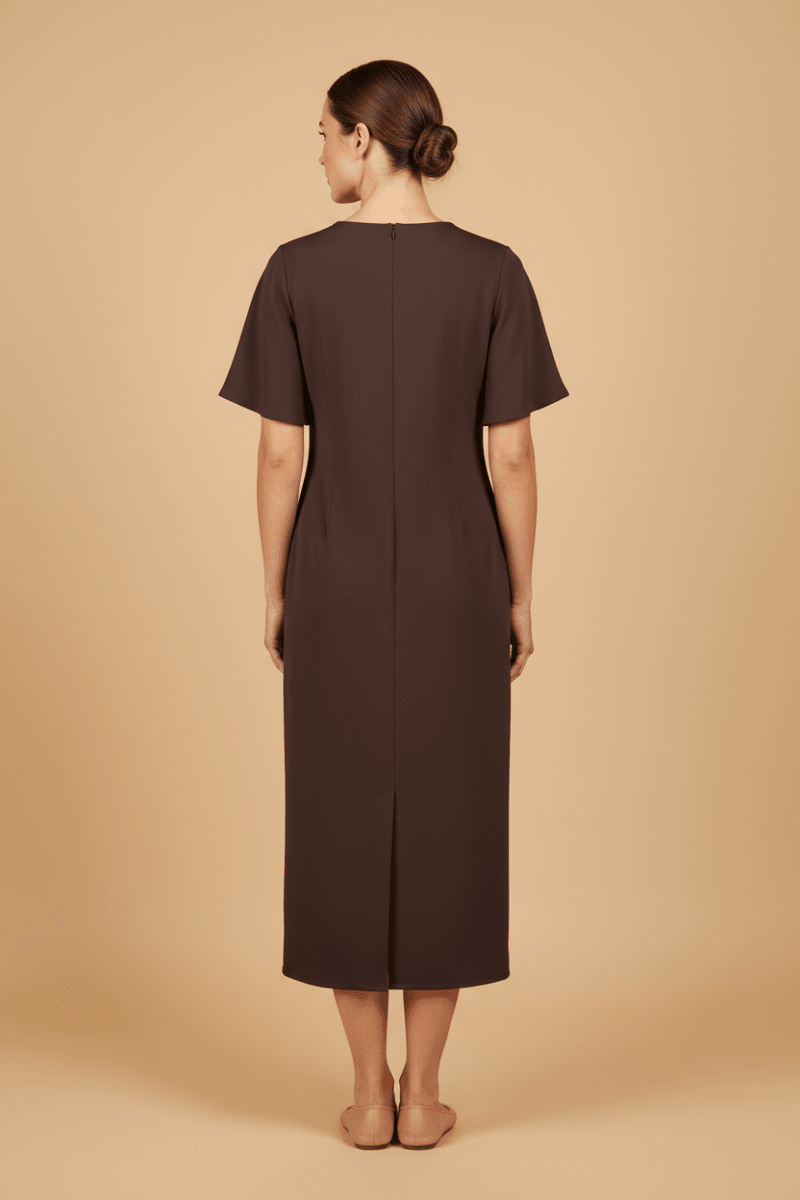 Cartoon Kleid Lang 1/2 Arm Black Coffee